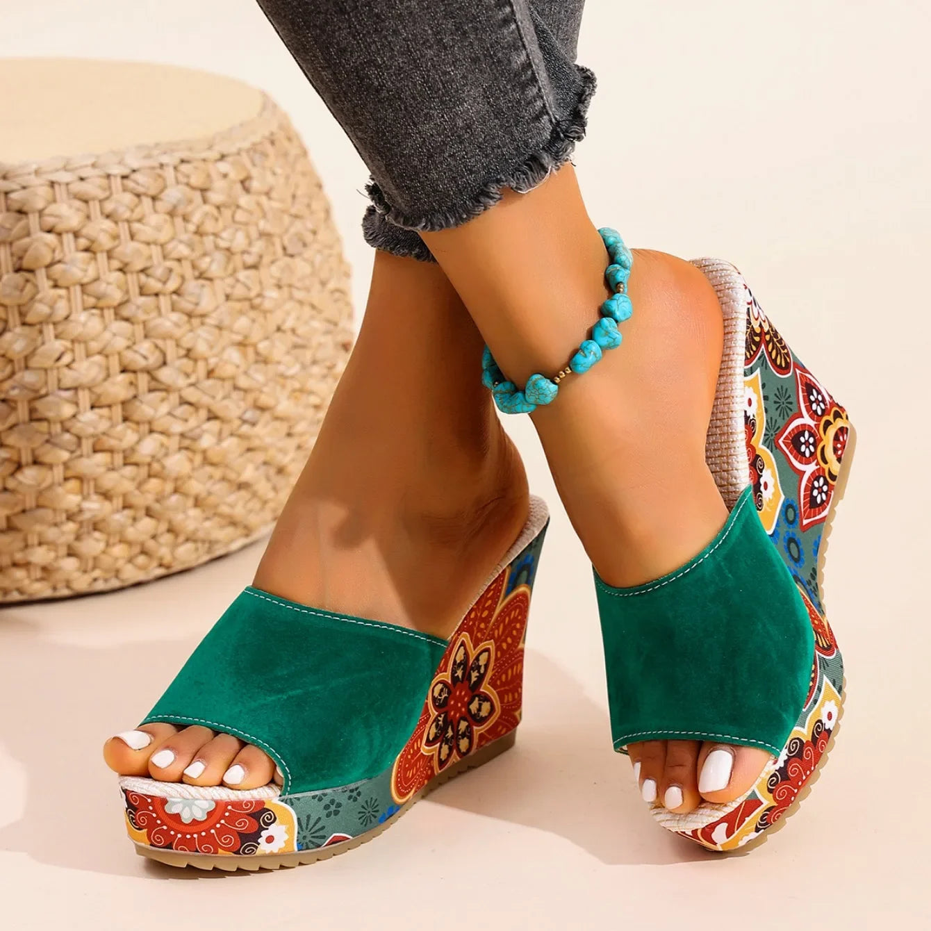 Joelle | Mules sculpturales à talon fleuri