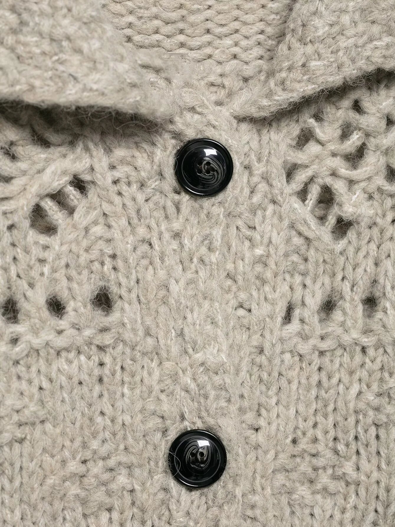 Cardigan En Maille Épaisse Pointelle