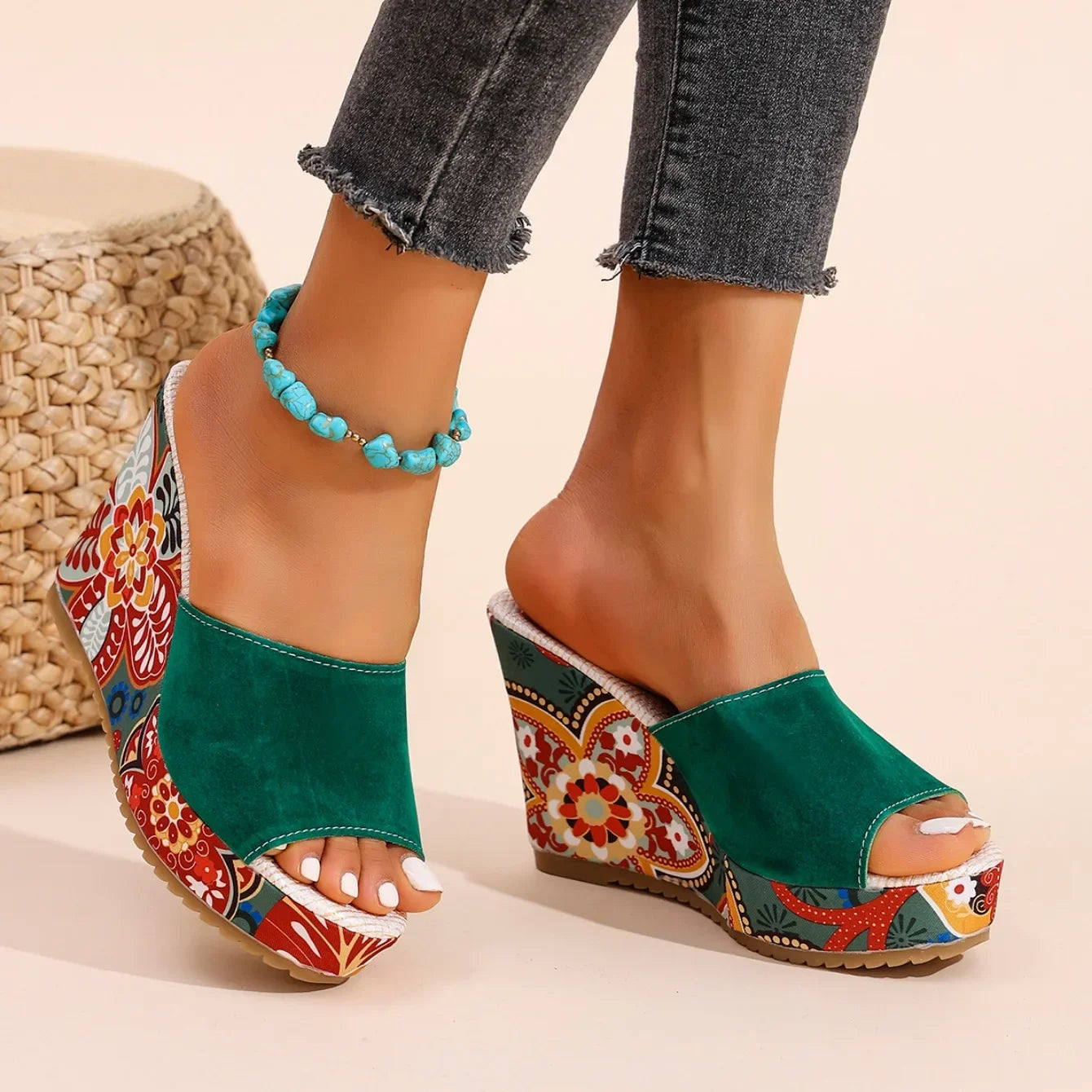 Joelle | Mules sculpturales à talon fleuri