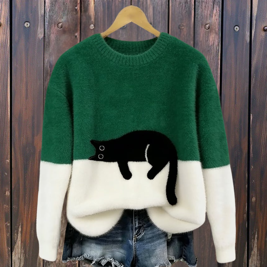 Lunea | Sweat Femme avec Motif de Chat