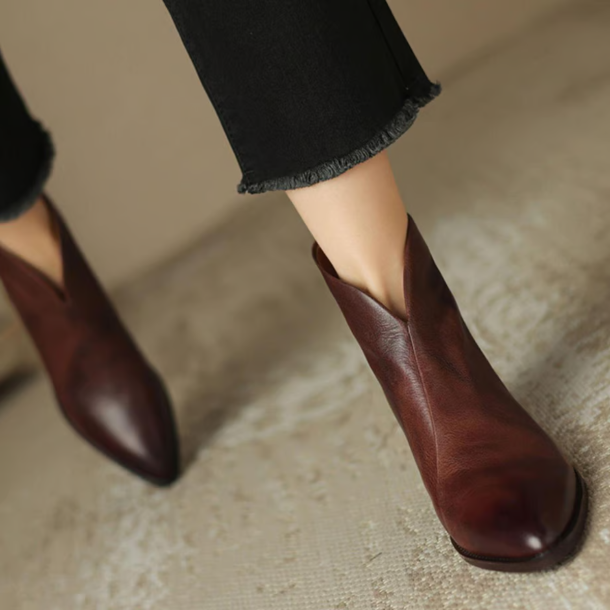 Anita - Bottines de luxe à talon bas