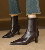 Louise | Bottines minimalistes en cuir à talon moyen