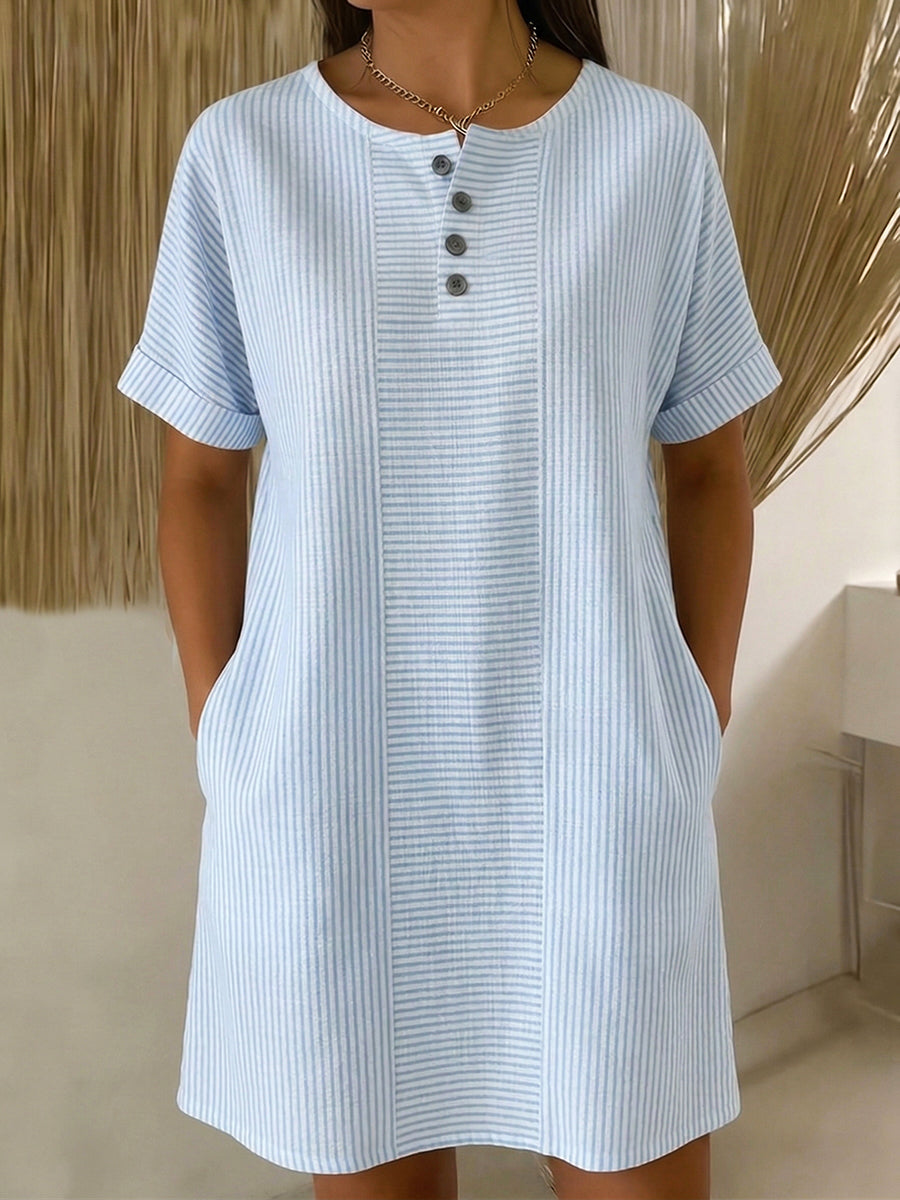 Nadine - Robe en Lin Rayée Femme