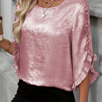 Caroline - Chemise Satinée Brillante Avec Volants Femme