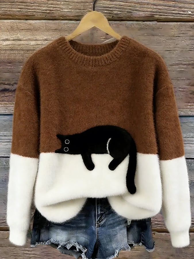 Lunea | Sweat Femme avec Motif de Chat