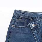 Jean Large Taille Asymétrique à Boutons Salia