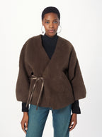 Manteau Une-Pièce Femme à Col V et Lacets