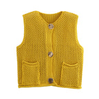 Gilet Court en Maille Chunky