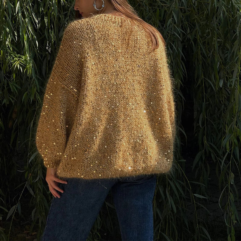 Pull Femme à Sequins en Mohair Lumière