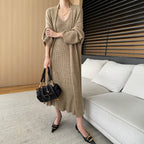 Ensemble Robe Longue & Cardigan Oversize Col V