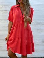 Karine - Robe Chemise Décontractée Femme – Orange