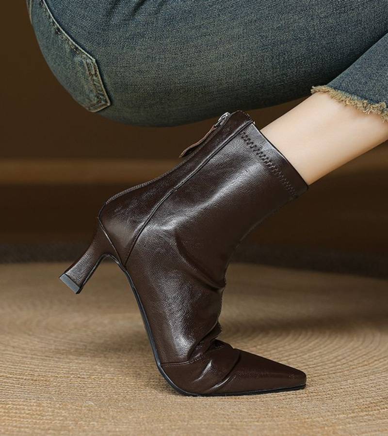 Louise | Bottines minimalistes en cuir à talon moyen