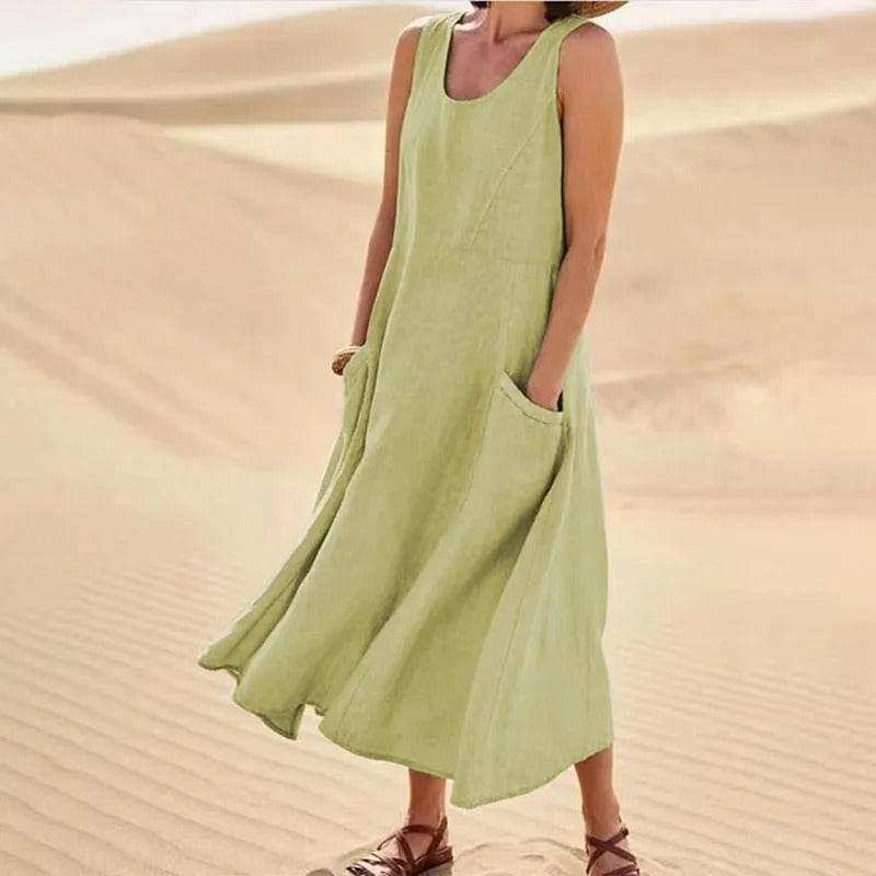 Agathe - Robe Lin Sans Manches Longue Femme