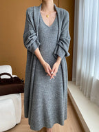 Ensemble Robe Longue & Cardigan Oversize Col V