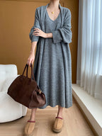 Ensemble Robe Longue & Cardigan Oversize Col V