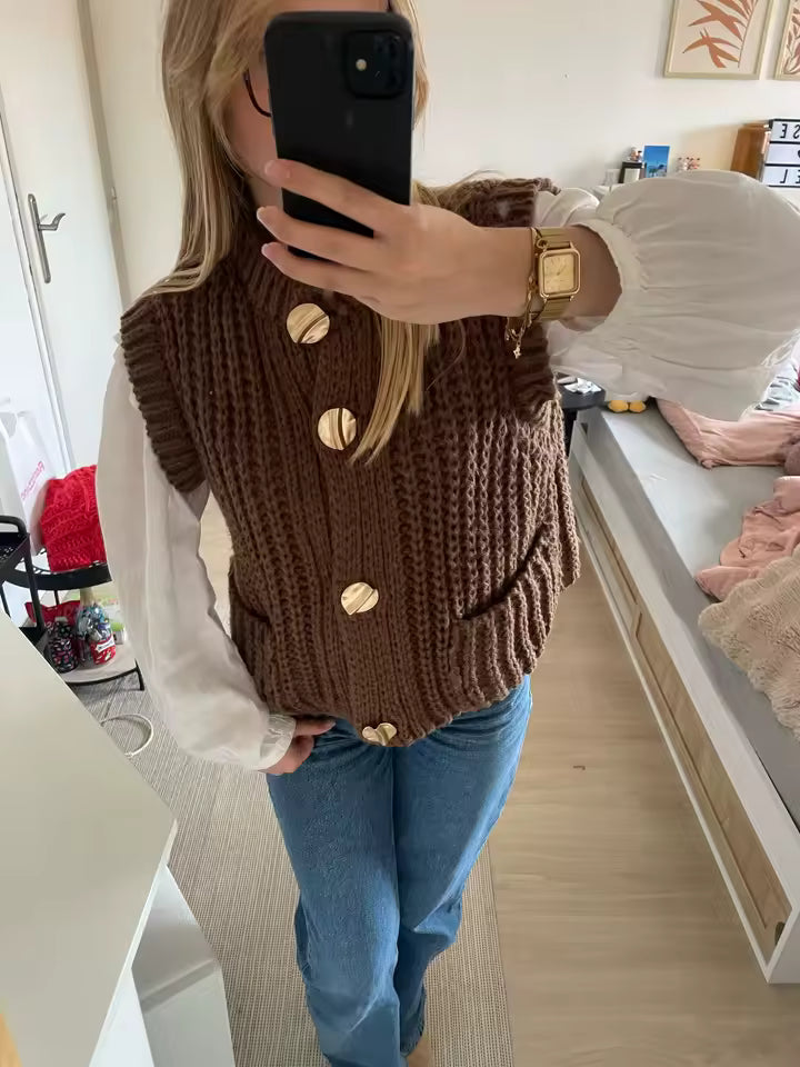 Gilet Maille Épaisse Boutonné