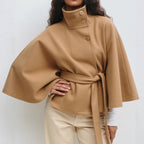 Manteau Cape à Col Montant & Ceinture