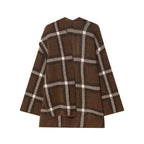 Manteau Court Tricoté à Carreaux avec Écharpe