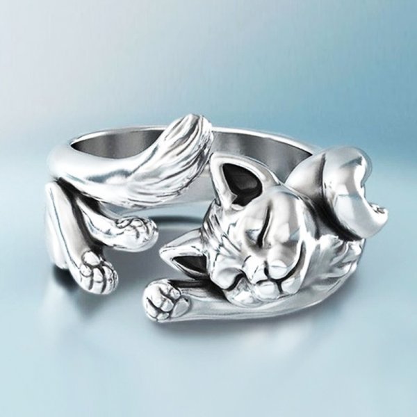 Marianne™ | Bague vintage avec motif chat