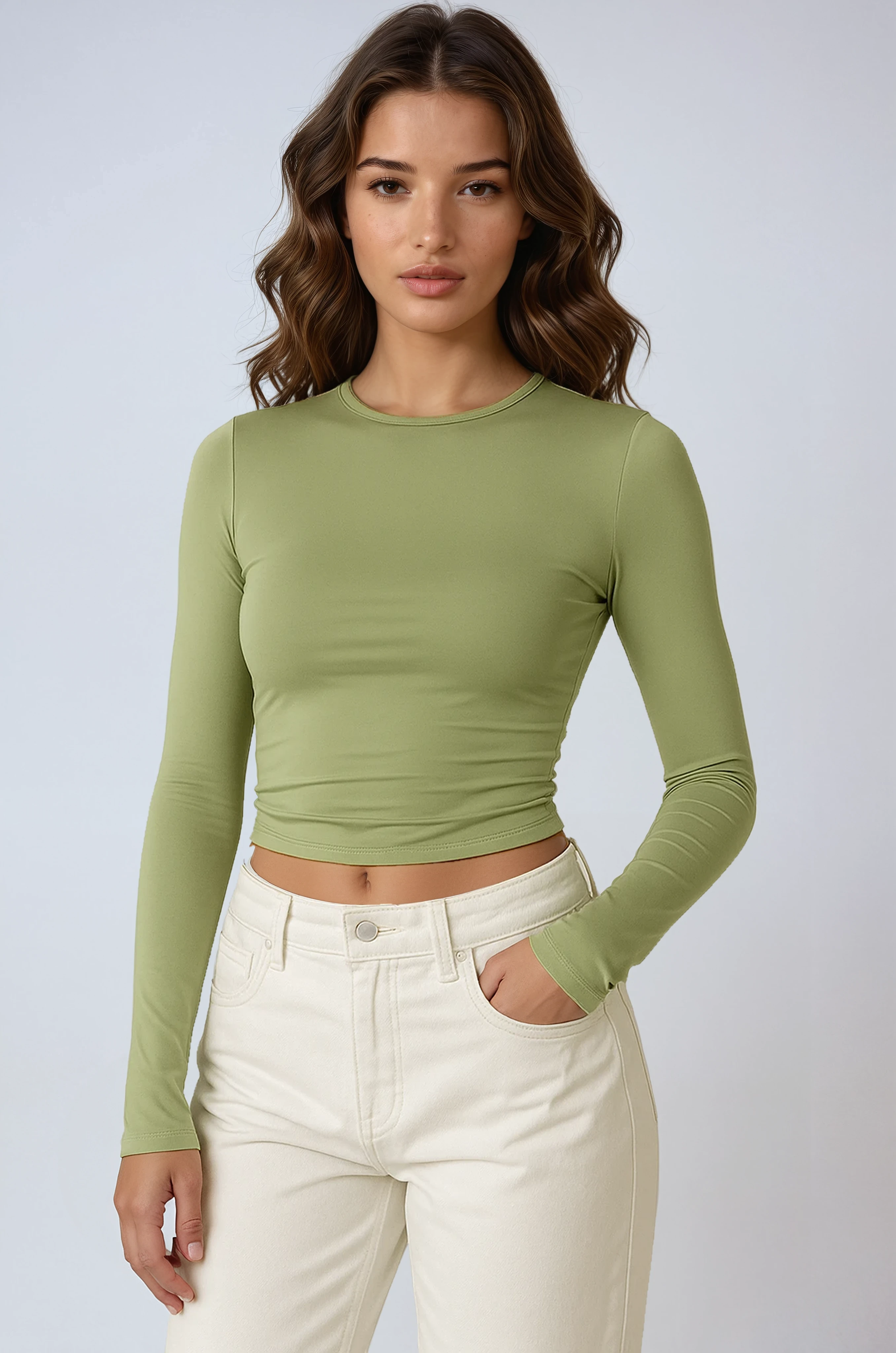 Aria | Haut Stretch à Manches Longues Tendance Élégant