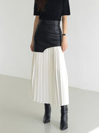 Jupe Maxi Plissée Tendance en Similicuir
