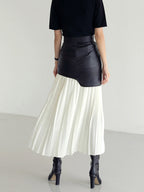 Jupe Maxi Plissée Tendance en Similicuir