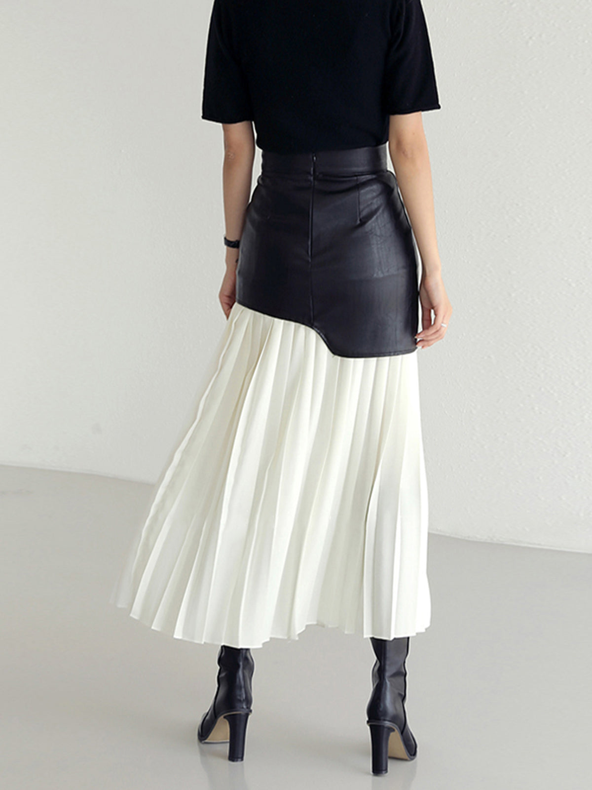 Jupe Maxi Plissée Tendance en Similicuir