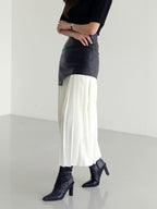 Jupe Maxi Plissée Tendance en Similicuir