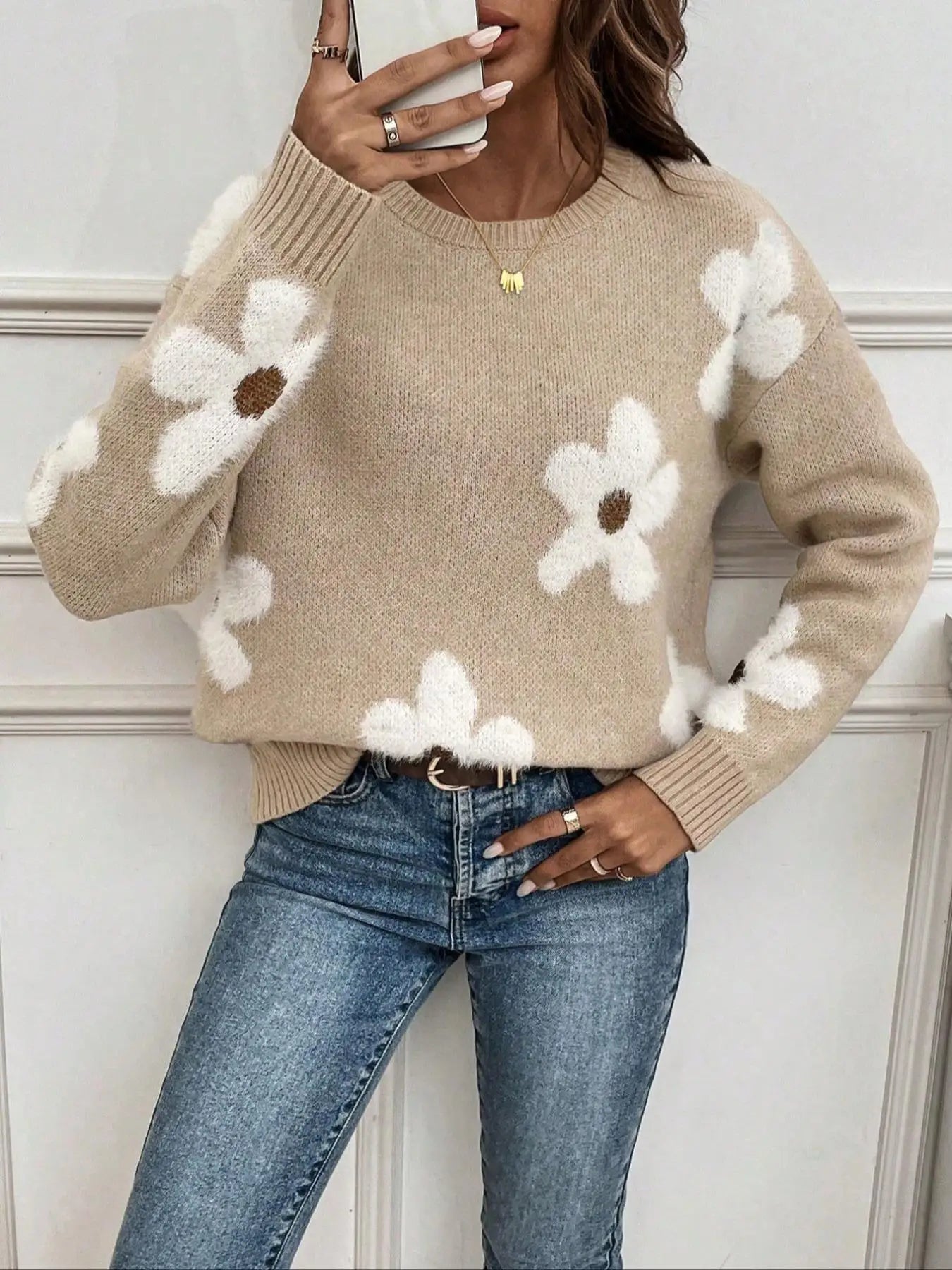 Camille | Pull en Maille Col Rond Tendance Élégant