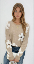 Camille | Pull en Maille Col Rond Tendance Élégant