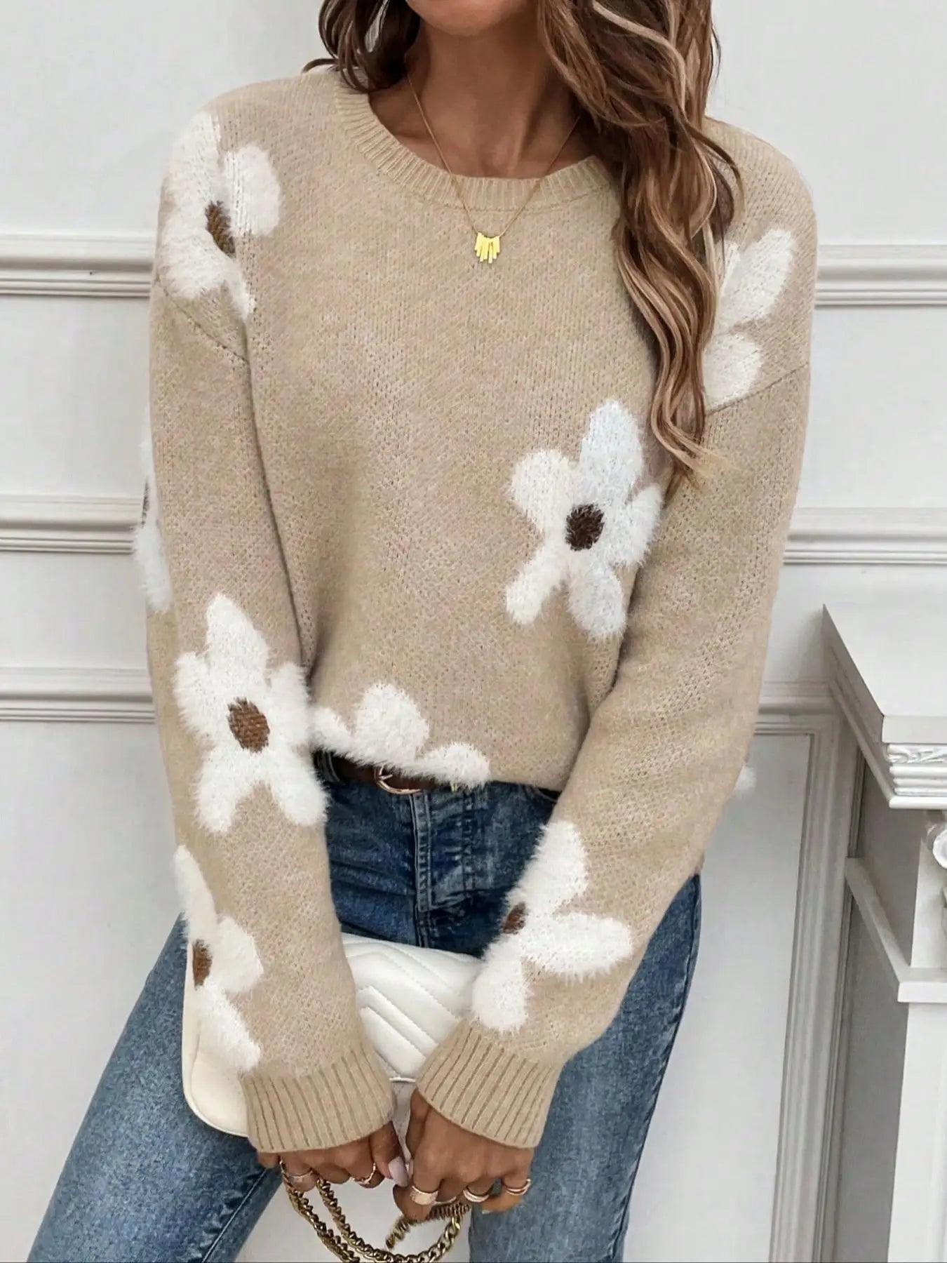 Camille | Pull en Maille Col Rond Tendance Élégant