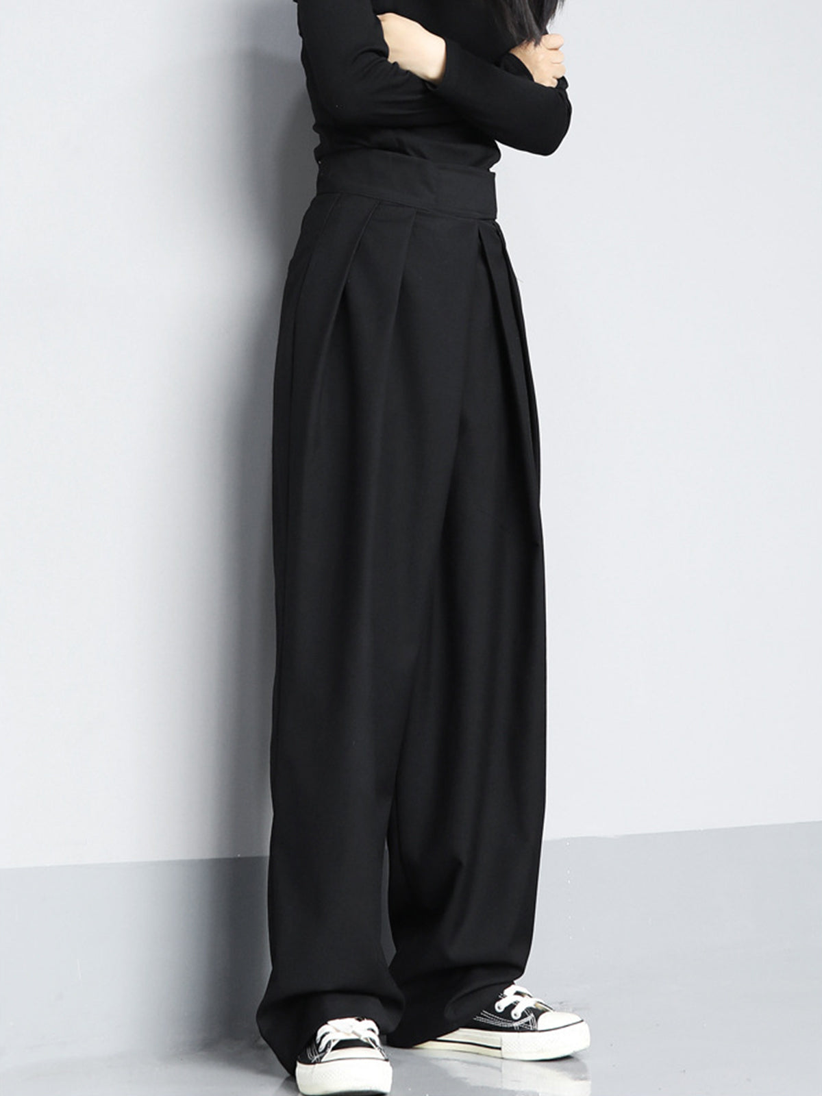 Pantalons à Taille Velcro Tendance à Jambes Larges