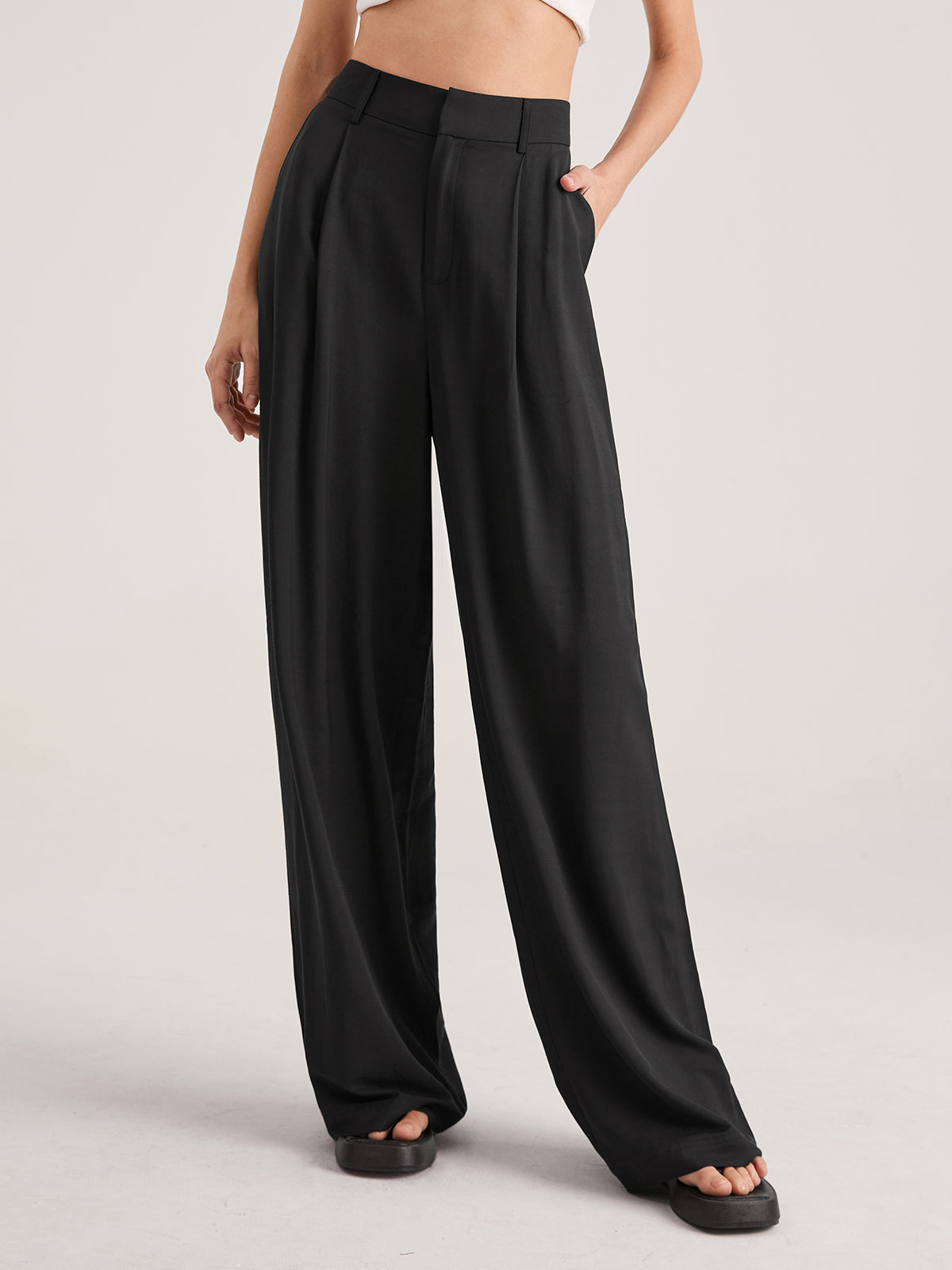 Pantalon Large Taille Haute Tendance Printemps