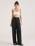 Pantalon Large Taille Haute Tendance Printemps