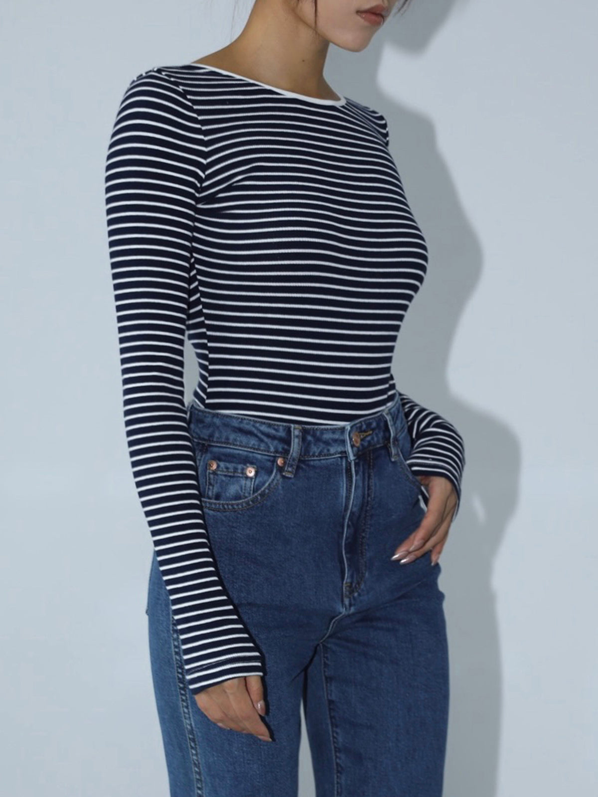 Amélie | Body Rayé Dos Nu Tendance Effortless