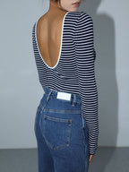 Amélie | Body Rayé Dos Nu Tendance Effortless