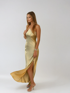 Camille | Robe Maxi Satinée Dos Ouvert Tendance Éléguante