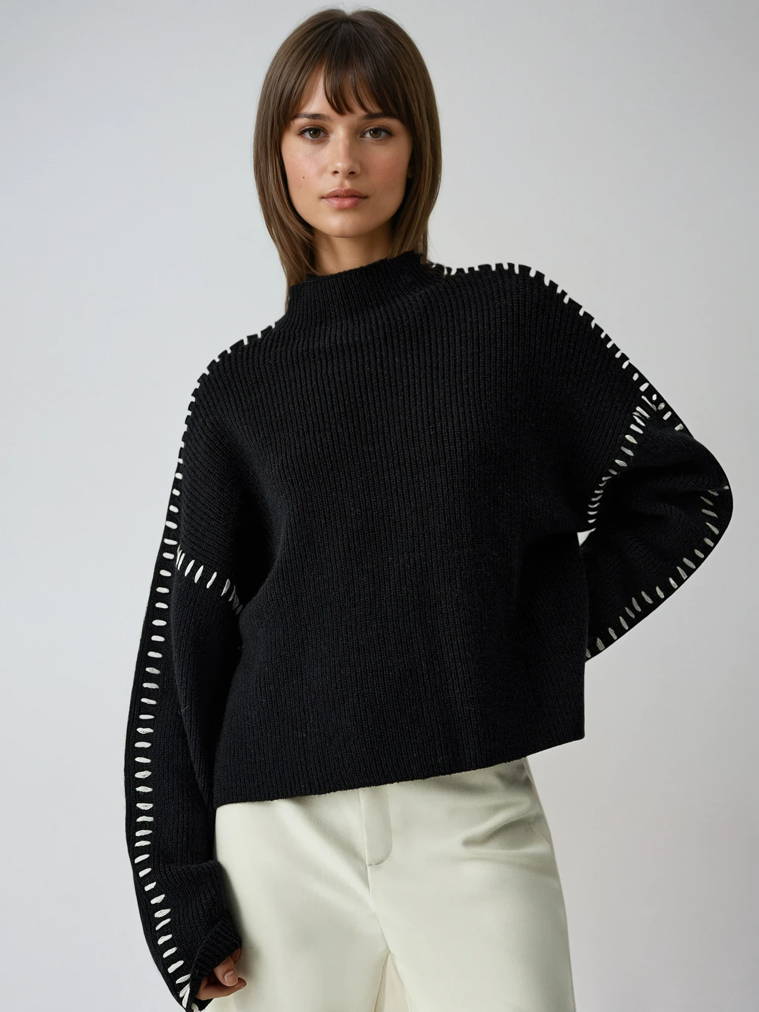 Emma | Pull Oversize Col Montant Tendance Élégant