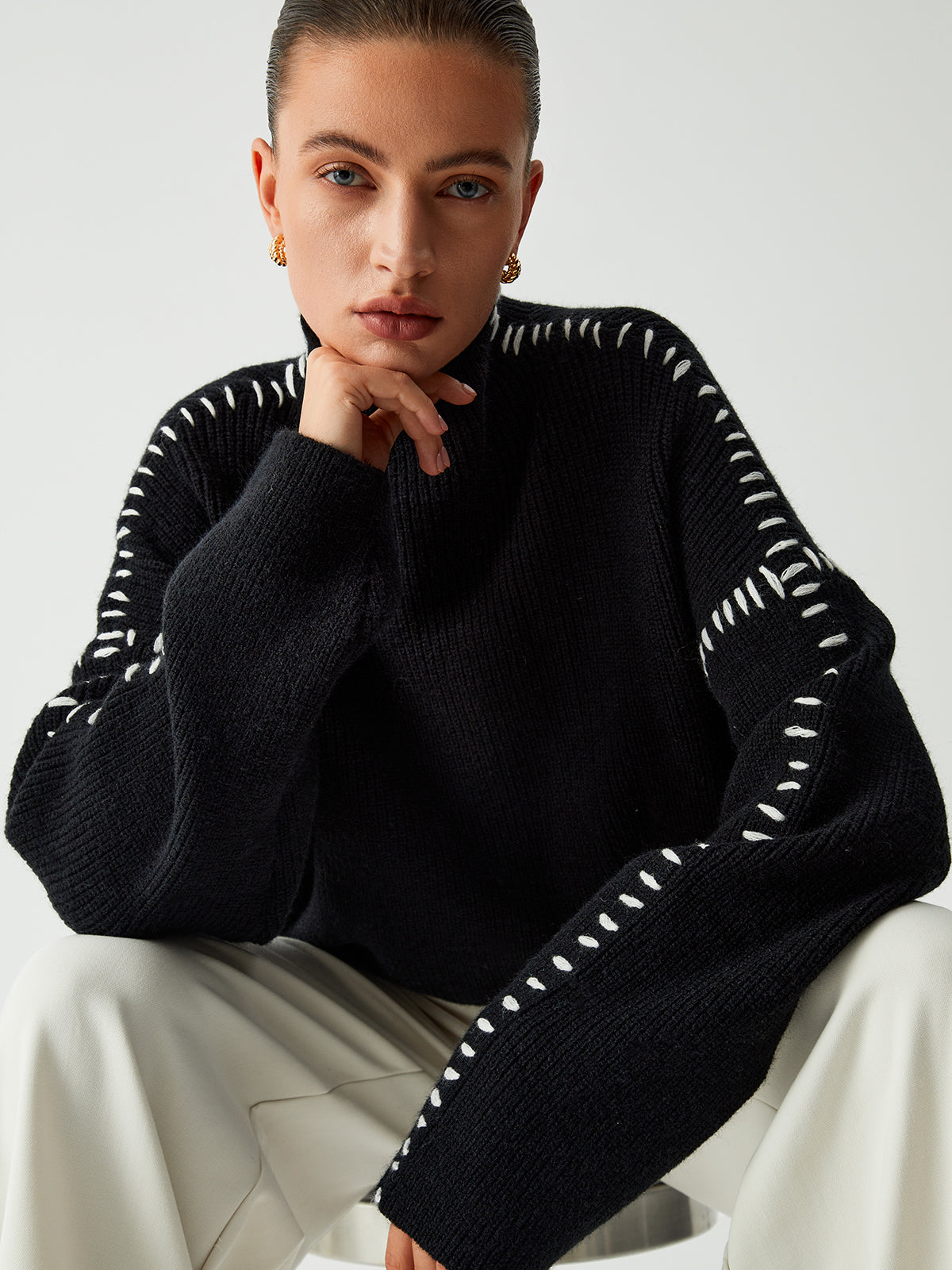 Emma | Pull Oversize Col Montant Tendance Élégant