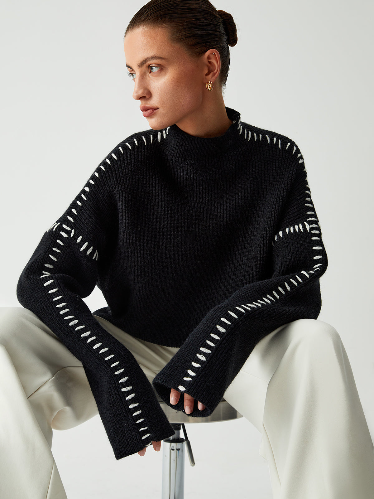 Emma | Pull Oversize Col Montant Tendance Élégant
