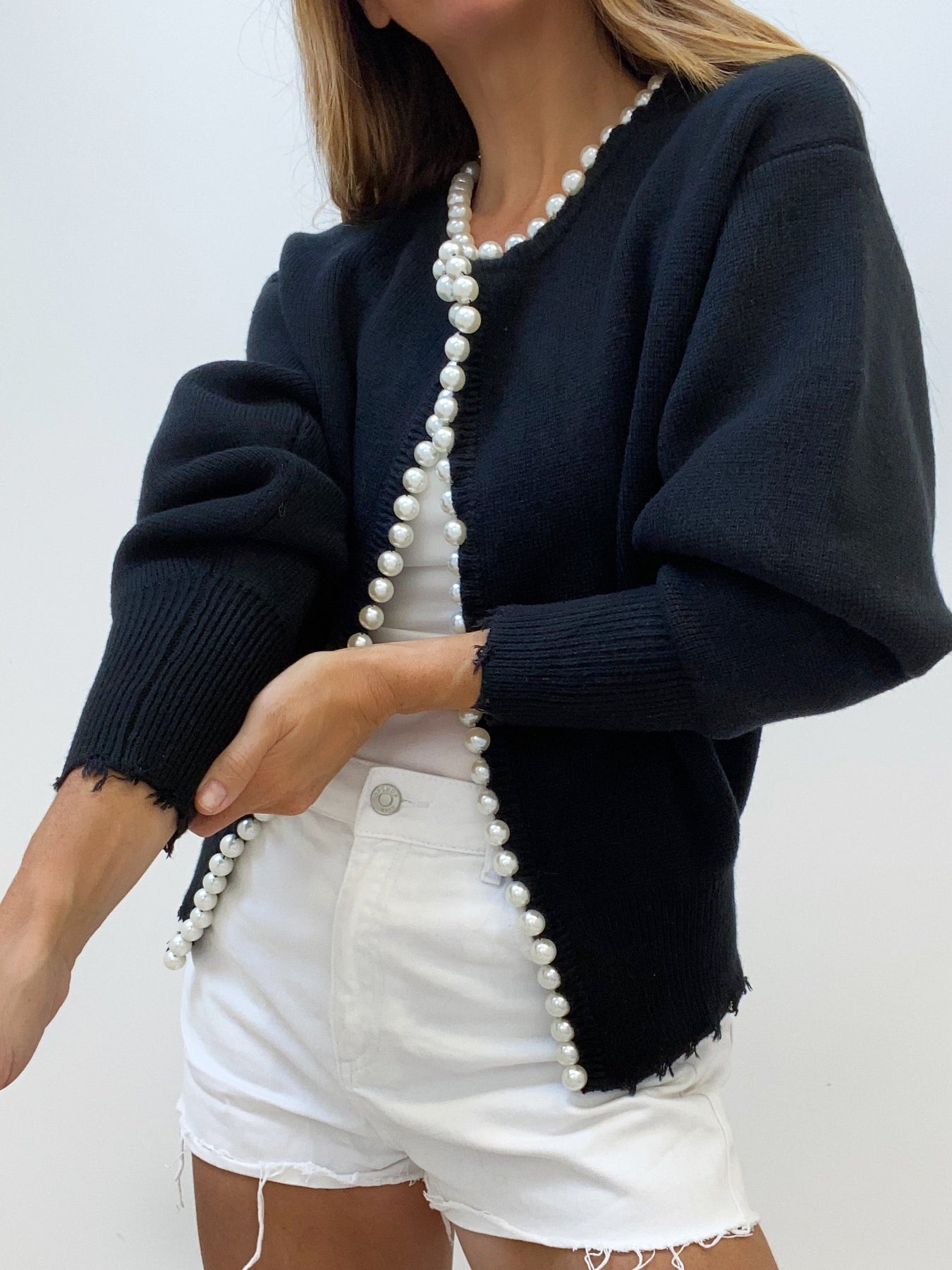 Camille | Cardigan avec Bord Perlé Tendance Élégant
