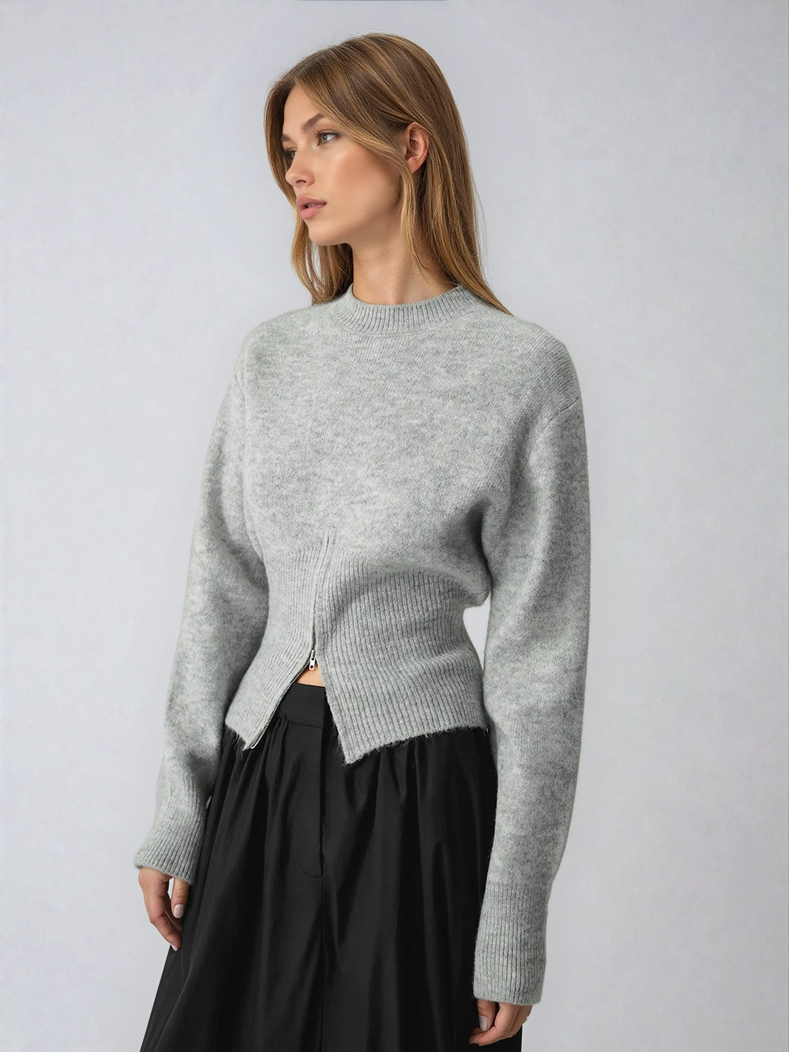 Camille | Pull Tricot Mi-Zip Tendance Printanier