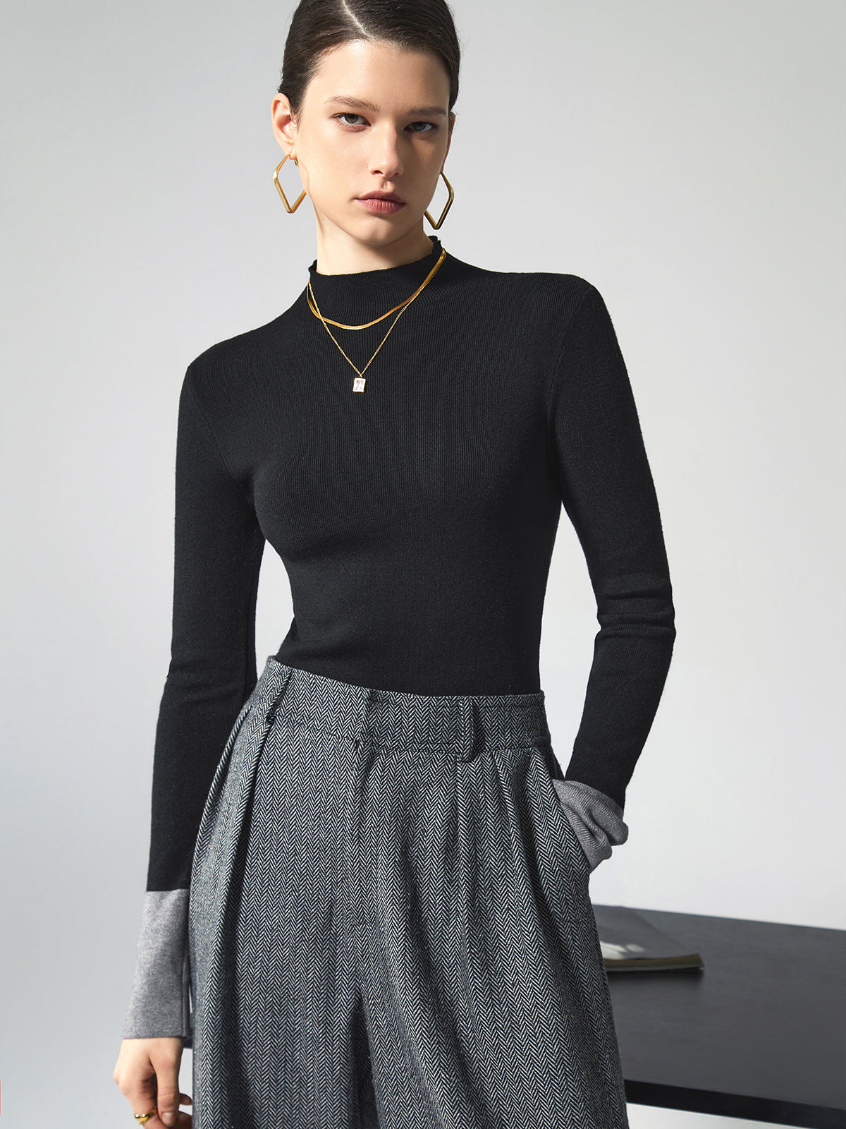 Camille | Pull en Maille Contrasté Tendance Élégant