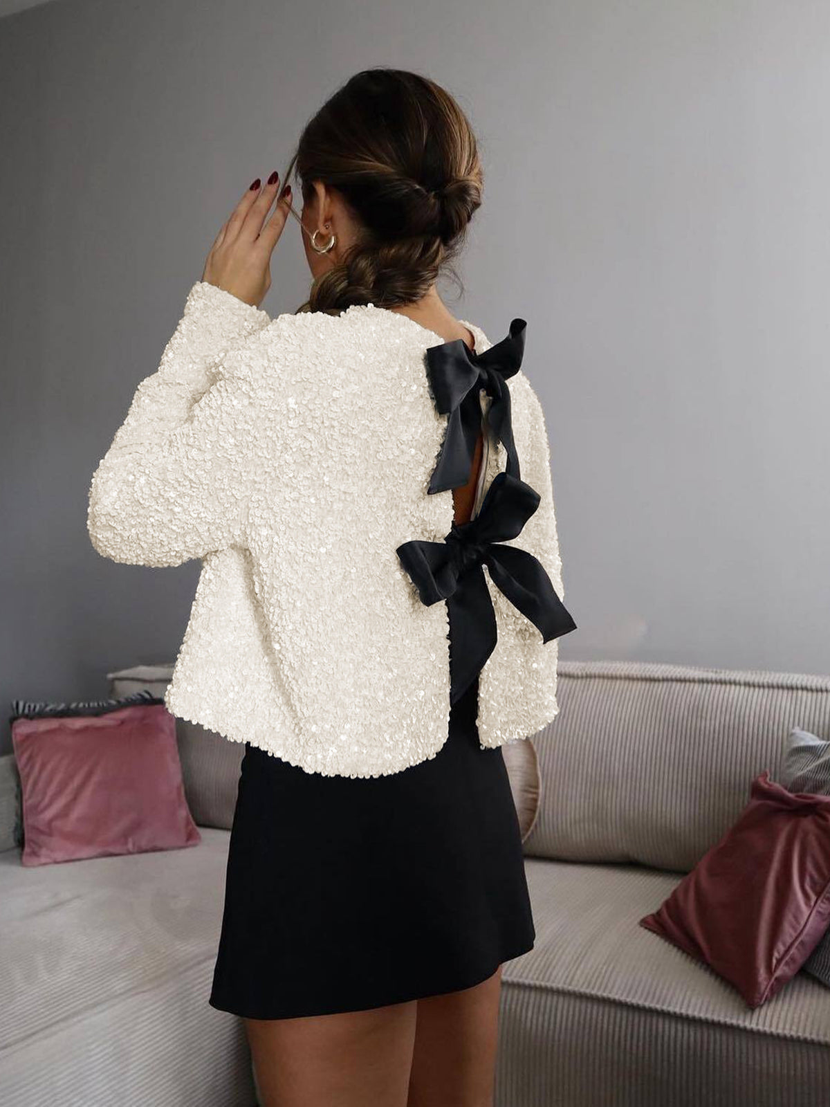 Camille | Veste en Sequins Texturés Tendance Élégante