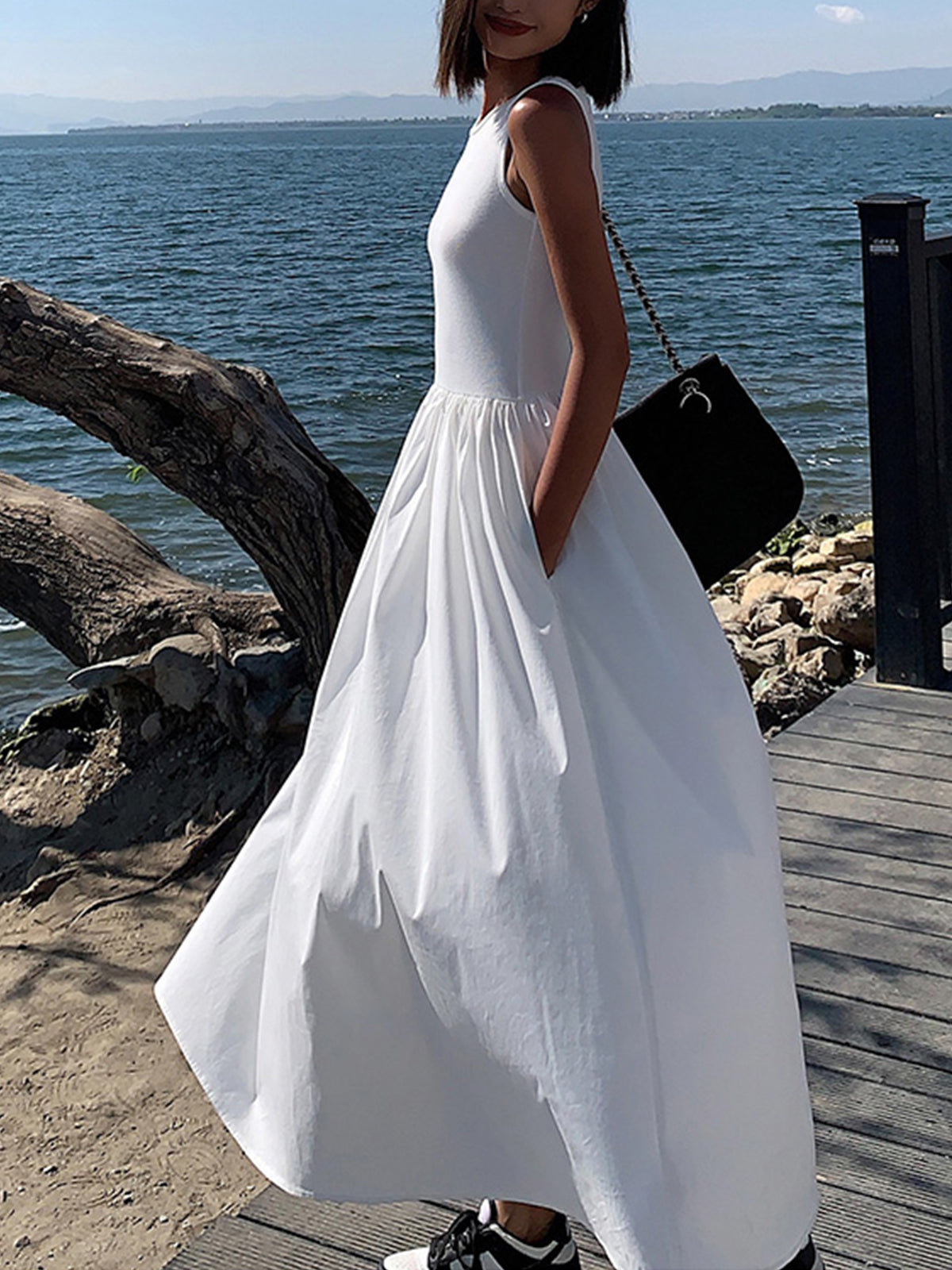 Emma | Robe Maxi Sans Manches Tendance Printanier