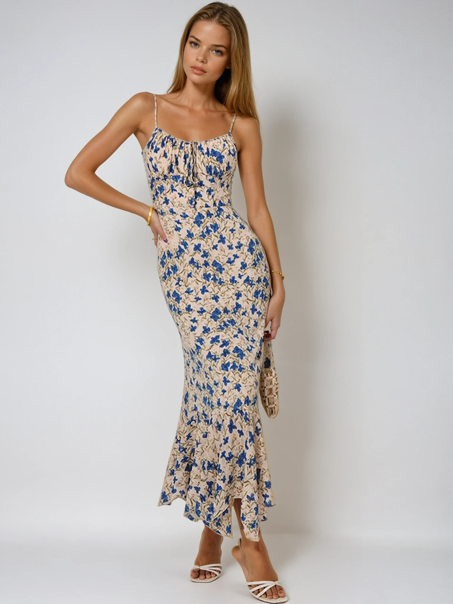 Chloé | Robe Maxi à Bretelles Spaghetti Tendance Élégant