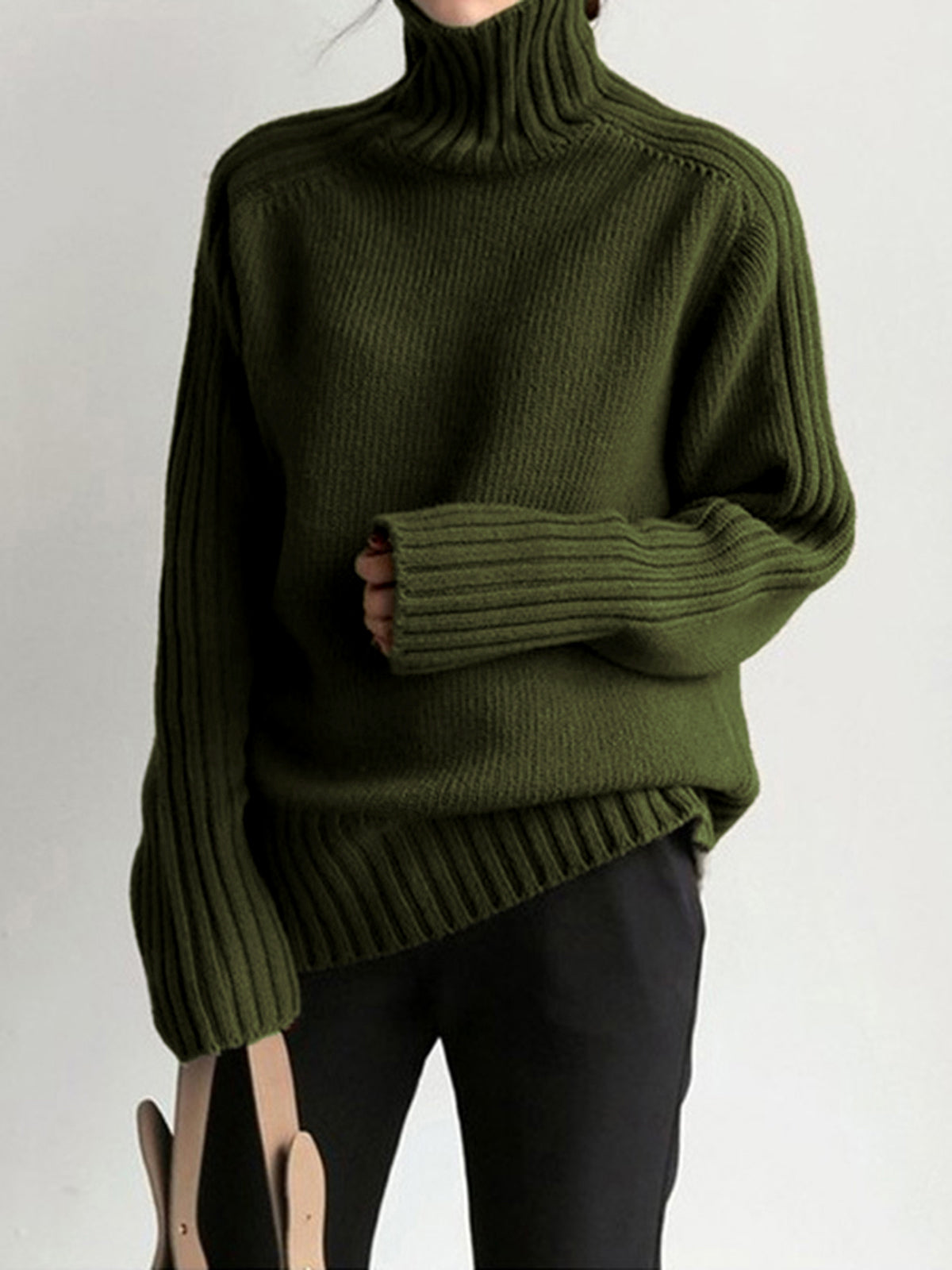 Camille | Pull Côtelé Col Montant Tendance Printanier