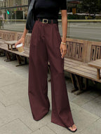 Pantalon Tailleur à Jambe Large Tendance Printemps