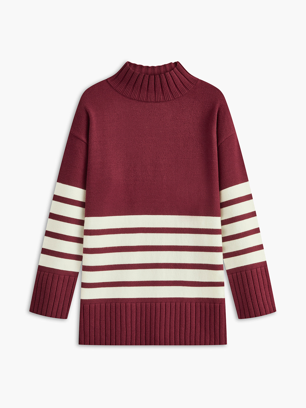 Camille | Pull à Col Montant Rayé Tendance Élégant