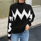 Pull Femme Motif Chevron Noir & Blanc MonoChic